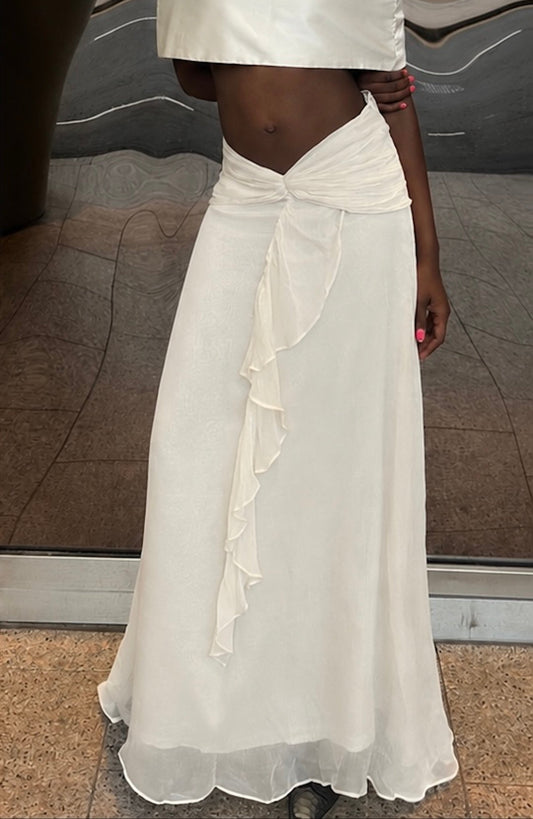Pleated Chiffon Maxi Skirt