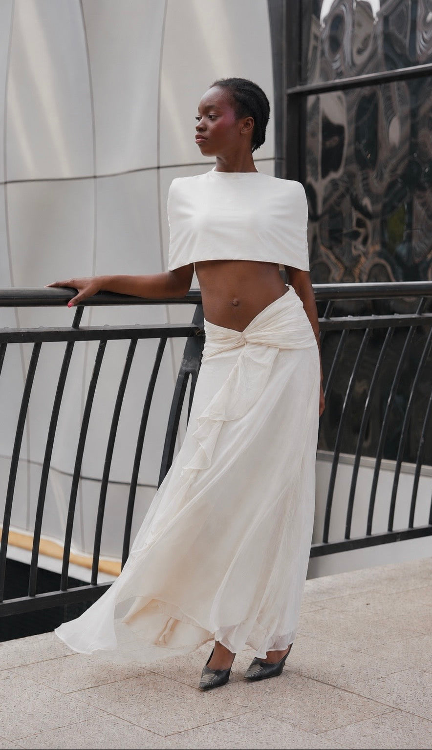 Ivory Mock Neck Cape