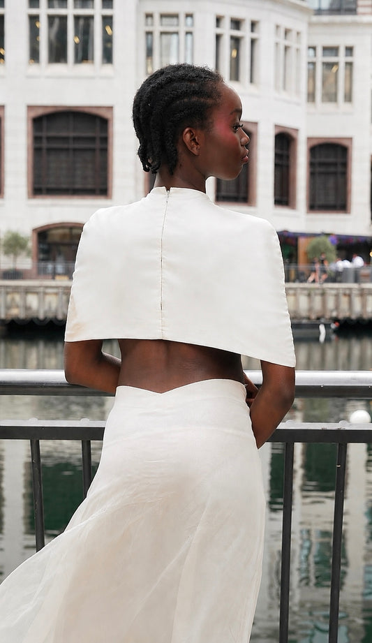 Ivory Mock Neck Cape