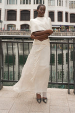 Pleated Chiffon Maxi Skirt