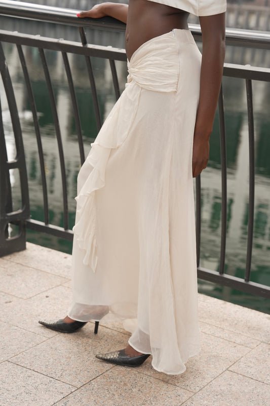 Pleated Chiffon Maxi Skirt
