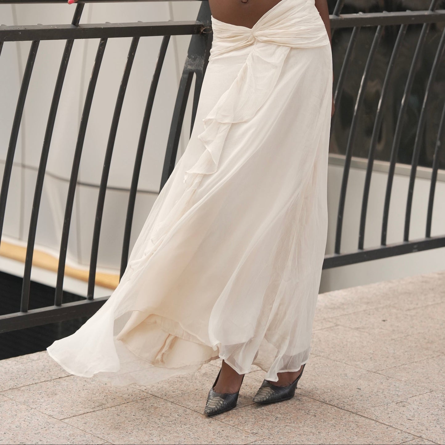 Pleated Chiffon Maxi Skirt