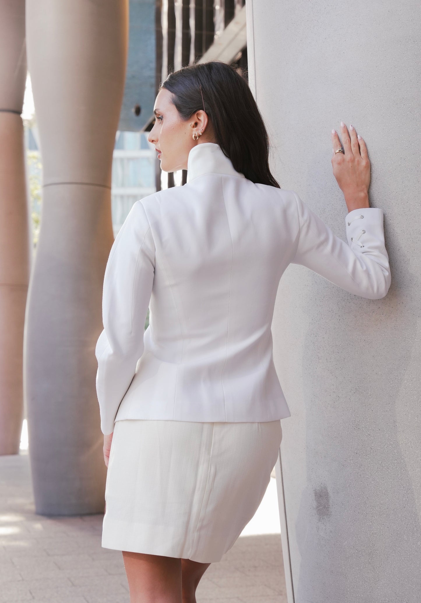 Tailored Satin-Lapel Blazer