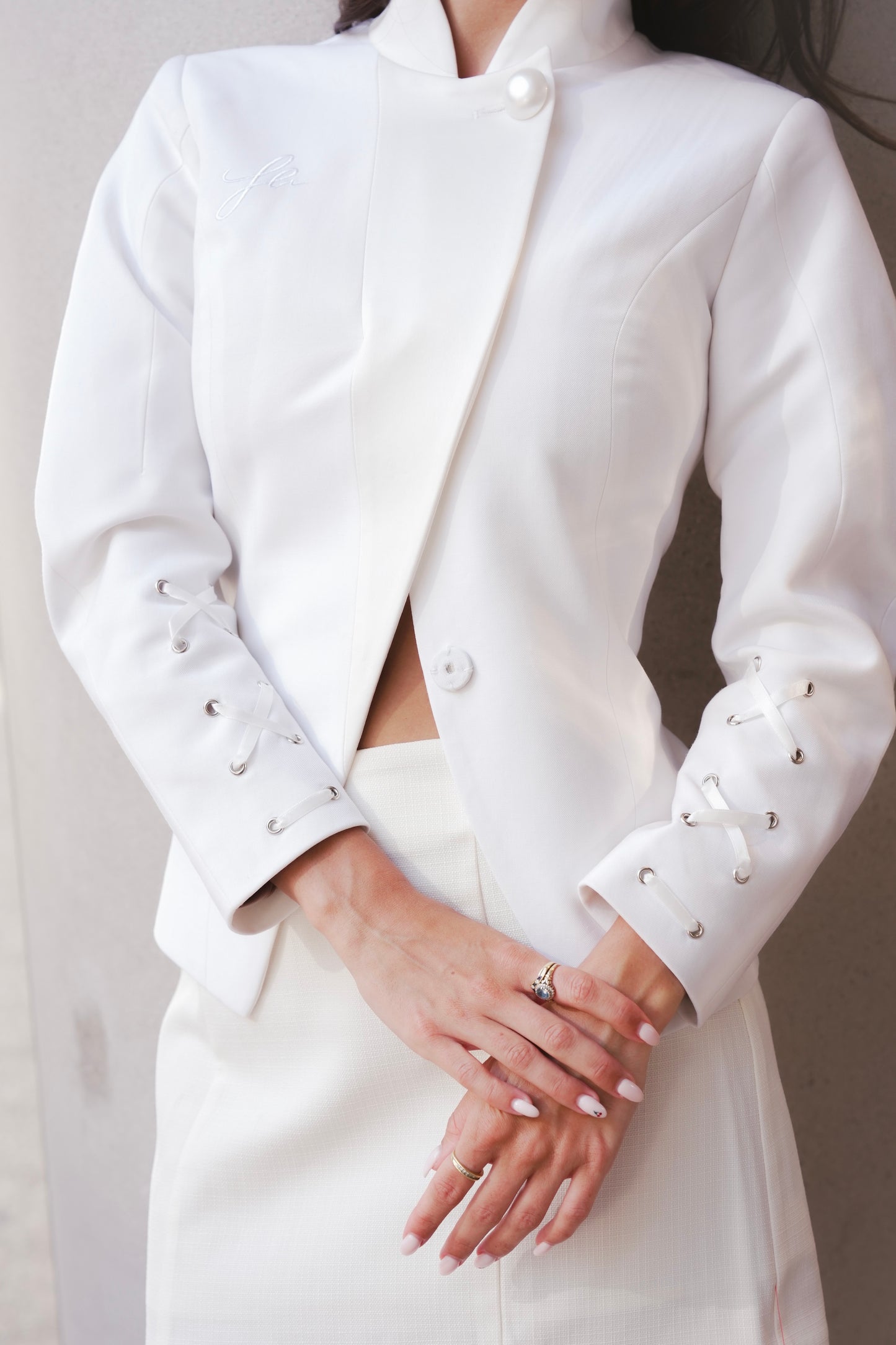 Tailored Satin-Lapel Blazer