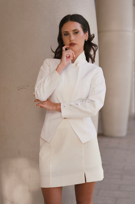 Tailored Satin-Lapel Blazer